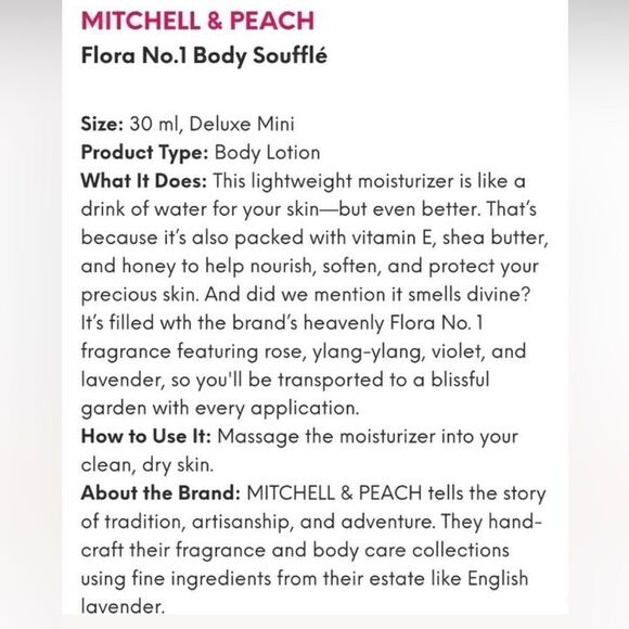 $6 ๐โ Mitchell & Peach No. 1 FloraโEnglish Groves Body Souffle NEW - Picture 6 of 6